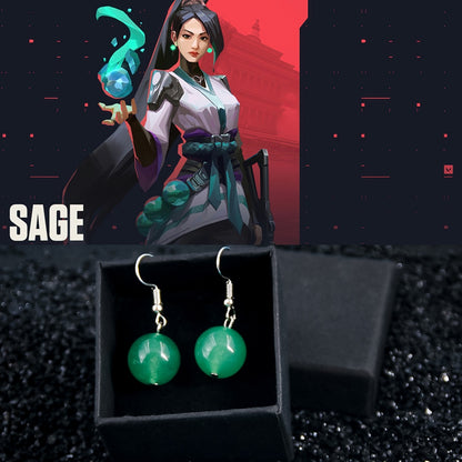 Earrings Sage Cosplay Crystal Green Valorant